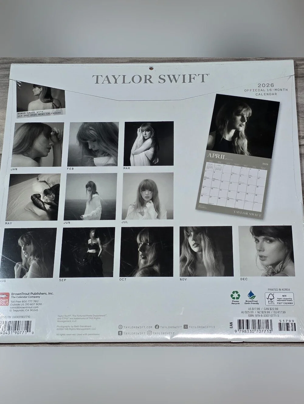 NEW Official Taylor Swift 2026 Wall Calander w/Book of 1400+ Stickers & Gift Bag